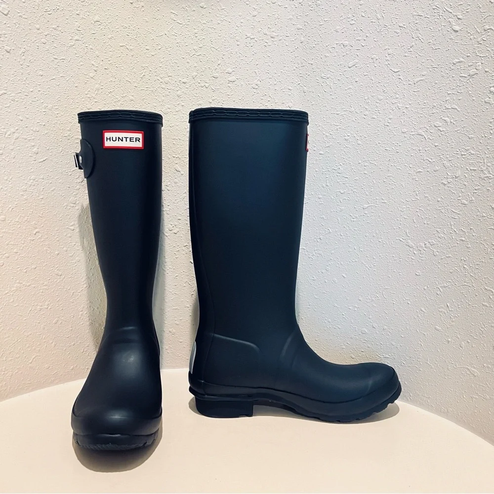 Hunter Original Women’s Slim Fit Tall Black Matte Rain Boots Sz 6 NEW